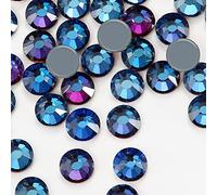 Dowarm 1440 piezas de diamantes de imitación de cristal Hotfix, cristales de fijación caliente para ropa de manualidades, cristal plano para decoración, gemas redondas (azul llamara/llama, SS10, 2,8 mm)