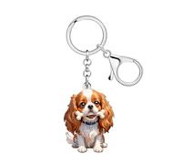 DOWAY Acrílico Cavalier Rey Carlos Spaniel Llavero Perro Llavero Amante de los Perros Regalos para Mujeres Niñas Bolso Mochila Charms (Beige)