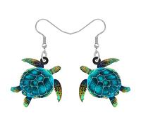 DOWAY Acrílico Lindo Tiburón Medusa Tortuga Pendientes Caballito De Mar Pulpo Cangrejo Joyería Animales Marinos Regalos Decorativos Para Mujeres Niñas (Tortuga C)