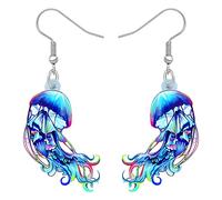 DOWAY Acrílico Lindo Tiburón Medusa Tortuga Pendientes Caballito De Mar Pulpo Cangrejo Joyería Animales Marinos Regalos Decorativos Para Mujeres Niñas (Medusa G)