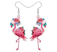 DOWAY Acrílico Rosa Flamenco Cocktail Pendientes de Vidrio Margarita Tropical Joyería Flamenco Regalos para Mujeres Niñas Mamá Amantes de las Aves (Rose)