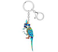 DOWAY Acrílico Tropicales Loro Llavero Pájaro Joyería Pirata Accesorios Cool Amante de las Aves Regalos para Mujeres Niñas Bolso Monedero Charms (Azul)
