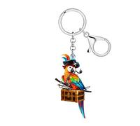 DOWAY Acrílico Tropicales Loro Llavero Pájaro Joyería Pirata Accesorios Cool Amante de las Aves Regalos para Mujeres Niñas Bolso Monedero Charms (Colorido)