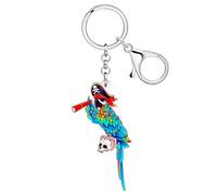 DOWAY Acrílico Tropicales Loro Llavero Pájaro Joyería Pirata Accesorios Cool Amante de las Aves Regalos para Mujeres Niñas Bolso Monedero Charms (Marina)