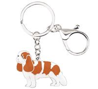 DOWAY Cavalier King Charles Spaniel Llavero para mujer esmalte mascota perro llavero colgante para bolso cinturón decoración - marrón -
