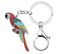DOWAY Lindo llavero con diseño de loro, guacamayo, llavero para llaves de coche, bolso, bolso, colgante, pájaro, regalo, Varios colores, 53mm x 24mm