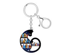DOWAY Llavero Acrílico Estantería con Forma de Animales,Accesorios para Libros Regalos para Amantes de los Libros Mujeres Bibliotecarias Lectoras (Gatito)