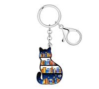 DOWAY Llavero Acrílico Estantería con Forma de Animales,Accesorios para Libros Regalos para Amantes de los Libros Mujeres Bibliotecarias Lectoras (Gato negro)