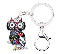 DOWAY Llavero Búho Para Mujer Niña Llavero Coche Bolso Charms (Negro)