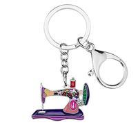 DOWAY Llavero colorido de la máquina de coser del esmalte llavero para bolsos cinturones joyería regalos para sastre Dressmaker - morado -