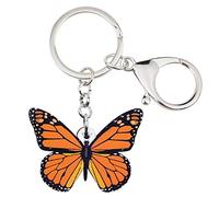 DOWAY Llavero Con Inicial Acrílico Colorido Fucsia Mariposa Monarca Llavero Insecto Para Mujer Niña Bolsos Monederos Charms (Naranja)
