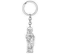 DOWAY Llavero de acero inoxidable con cruz de Jesús Virgen María Guadalupe para mujeres y niñas, regalos religiosos, Jesús B chapado en plata