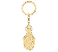 DOWAY Llavero de acero inoxidable con cruz de Jesús Virgen María Guadalupe para mujeres y niñas, regalos religiosos, Oro Virgen María B