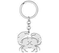 DOWAY Llavero de cangrejo esmaltado, colgante de océano para monedero, bolsos, llaveros de coche, regalo, Acero inoxidable chapado en plata
