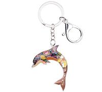 DOWAY Llavero de delfín esmaltado, llavero con colgante de pez océano para llaves de coche, bolsos, cinturones - marrón -