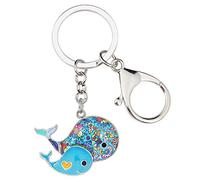 DOWAY Llavero de doble ballena esmaltado, llavero de peces, diseño de delfín para bolsos, monederos, estilo océano, regalo - azul -