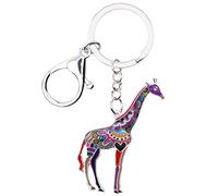 DOWAY Llavero de jirafa de la selva africana con colgante de monedero, regalo para mujeres - morado -