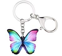 DOWAY Llavero De Mariposa Acrílico Colorido Floral Morpho Llaveros Mariposas Insecto Para Mujer Niña Colgante Bolso Decoración (Multicolor)