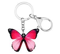 DOWAY Llavero De Mariposa Acrílico Colorido Floral Morpho Llaveros Mariposas Insecto Para Mujer Niña Colgante Bolso Decoración (Cereza)
