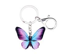 DOWAY Llavero De Mariposa Acrílico Colorido Floral Morpho Llaveros Mariposas Insecto Para Mujer Niña Colgante Bolso Decoración (Morado)