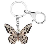 DOWAY Llavero De Mariposa Acrílico Colorido Floral Morpho Llaveros Mariposas Insecto Para Mujer Niña Colgante Bolso Decoración (Beige)