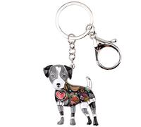 DOWAY Llavero de perro esmaltado lindo llavero de perro mascotas llaveros para mujeres (Negro Jack Russell)