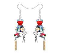 DOWAY Vintage Máquina de Coser Pendientes Hademade Tijeras Quilting Hierro Colgante Nostalgia 70s 80s Joyería Costura Regalos para Mujeres Niñas Quilters Costurera (Colorido)