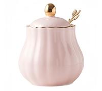 Dowbom Azucarero con tapa y cuchara, azucarero de porcelana de color sólido, olla de sal, para cafetería, restaurante (rosa, 10 onzas), DB-TG-001