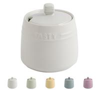 Dowbom Azucarero con tapa y cuchara, tarro de azúcar, azucarero, tarro de almacenamiento, contenedor de azúcar (blanco)