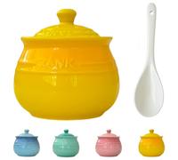 Dowbom Azucarero con tapa y cuchara, tarro de azúcar colorido, tarro de almacenamiento de azucarera, contenedor de azúcar, plato de azúcar (amarillo, 250 ml)