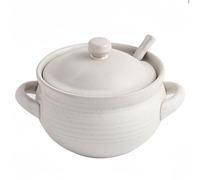 Dowbom BL-SP-002 - Cuencos de sopa con tapa, cebolla francesa, aptos para horno, microondas con cuchara, taza de sopa (blanco, 14 onzas), BL-SP-002