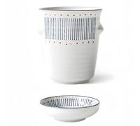 Dowbom Escurrecubiertos de cerámica japonesa para palillos, estante de drenaje, soporte para cubiertos con asa, soporte para palillos para cocina (azul, 4 pulgadas)