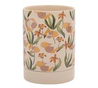Dowbom Organizador de utensilios de cocina para encimera, cuchara con diseño floral, espátula, recipiente para utensilios de cocina (blanco)