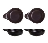 Dowbom Plato de salsa de soja, cuencos para salsa de inmersión, juego de cuencos de guarnición, cuencos pequeños, cuencos de cerámica (negro, paquetes de 4)