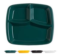 Dowbom Platos grandes de control de porciones, platos divididos de color sólido para adultos, platos bariátricos para control de porciones, bandeja de almuerzo reutilizable de 3 secciones (11