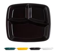 Dowbom Platos grandes de control de porciones, platos divididos de color sólido para adultos, platos bariátricos para control de porciones, bandeja de almuerzo reutilizable de 3 secciones (11