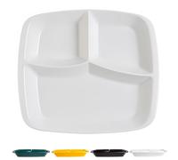 Dowbom Platos grandes de control de porciones, platos divididos de color sólido para adultos, platos bariátricos para control de porciones, bandeja de almuerzo reutilizable de 3 secciones (11
