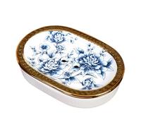 Dowbom Soporte para jabón, jabonera de cerámica, diseño de salida de agua, jaboneras de porcelana, bandeja de jabón (azul)