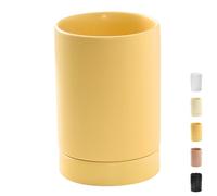 Dowbom Soporte para utensilios de cocina para encimera, organizador de cuchara y espátula, vajilla de cerámica para utensilios de cocina, soporte para cubiertos, soporte para palillos (Amarillo)