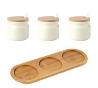 Dowbom Tarro de almacenamiento de 300 ml, contenedor de azúcar, azucarero con tapa y cuchara, azucarera (juego de 3 unidades)