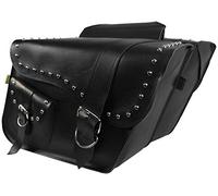 Dowco Willie & MAX 58707-01 Studded Series: Juego de alforjas de Motocicleta inclinadas compactas de Cuero sintético, Color Negro, Ajuste Universal, Capacidad de 20 litros