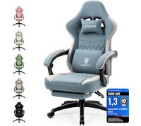 Dowinx Silla de Gaming de Tela con cojín de muelles ensacados, sillón de Masaje con reposapiés, Silla ergonómica de PC, Silla de Oficina, 150 kg, Color Azul