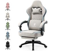 Dowinx Silla de Gaming de Tela con cojín de muelles ensacados, sillón de Masaje con reposapiés, Silla ergonómica de PC, Silla de Oficina, 150 kg,Gris