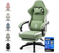 Dowinx Silla de Gaming de Tela con cojín de muelles ensacados, sillón de Masaje con reposapiés, Silla ergonómica de PC, Silla de Oficina, 150 kg,Verde