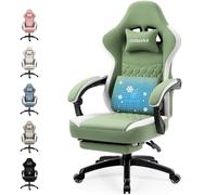 Dowinx Silla de Gaming de Tela con cojín de muelles ensacados, sillón de Masaje con reposapiés, Silla ergonómica de PC, Silla de Oficina, 150 kg,Verde