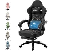 Dowinx Silla de Gaming de Tela con cojín de muelles ensacados, sillón de Masaje con reposapiés, Silla ergonómica de PC, Silla de Oficina, 150 kg,Blanco
