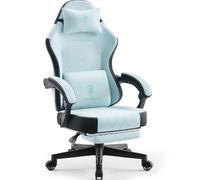 Dowinx Silla de gaming de tela con cojín de primavera, masaje lumbar, silla de oficina con reposapiés para adultos, silla ergonómica para gaming, grande y alta, para juegos de oficina, 135 kg, color
