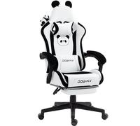Dowinx Silla de Gaming - Edición Linda Panda - Silla ergonómica para ordenador con respaldo alto y soporte lumbar, de piel sintética, con reposapiés, diseño de panda