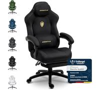 Dowinx Silla de gaming ergonómica con cojín lumbar de masaje ajustable, terciopelo de microfibra, acolchado grueso, reposapiés extensible, reposabrazos ajustables, inclinable 160°, color negro claro