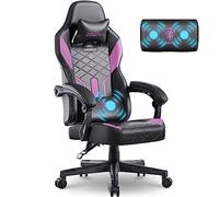 Dowinx Silla de Gaming Racing Gamer con cojín de Primavera, sillón ergonómico para Juegos con Soporte Lumbar de Masaje, Silla de Oficina de Piel sintética y PC, Respaldo ampliado, 180 kg (Morado)